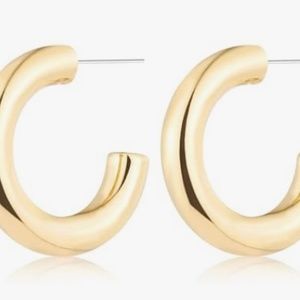 NWOT Chunky Gold Open Hoop Earrings for Women 14K Gold Plated Hypoallergenic